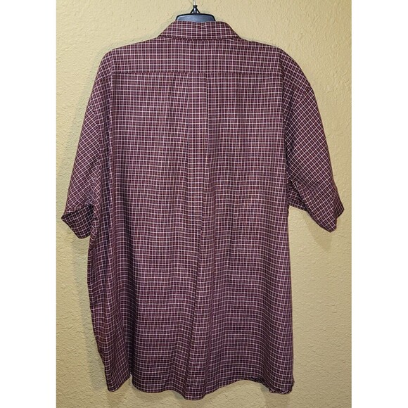 L. L. Bean Men’s Button-down Shirt SS Cotton Gingham Burgundy XXL - Picture 4 of 10
